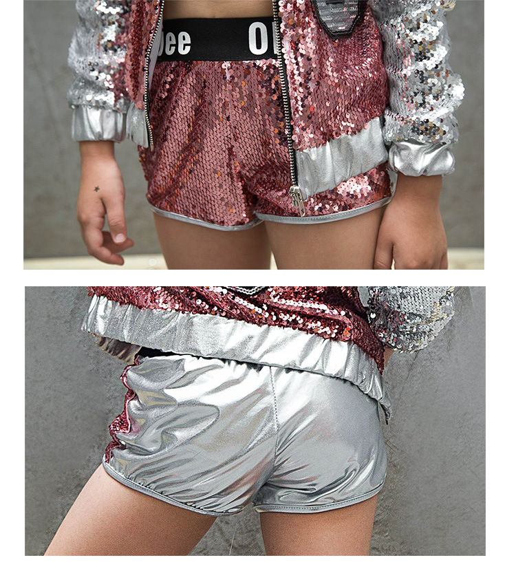 ชุดเต้นเด็กหญิง setแดนเซอร์ สีเงินชมพู