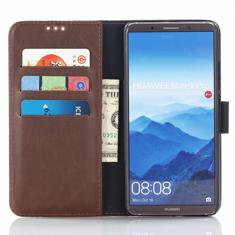 เคส Huawei Mate 10 Pro #เคสฝาพับสไตล์กระเป๋าสตางค์แบบย้อนยุคผิวหนังม้า #เคสคุณภาพดีราคาถูก
