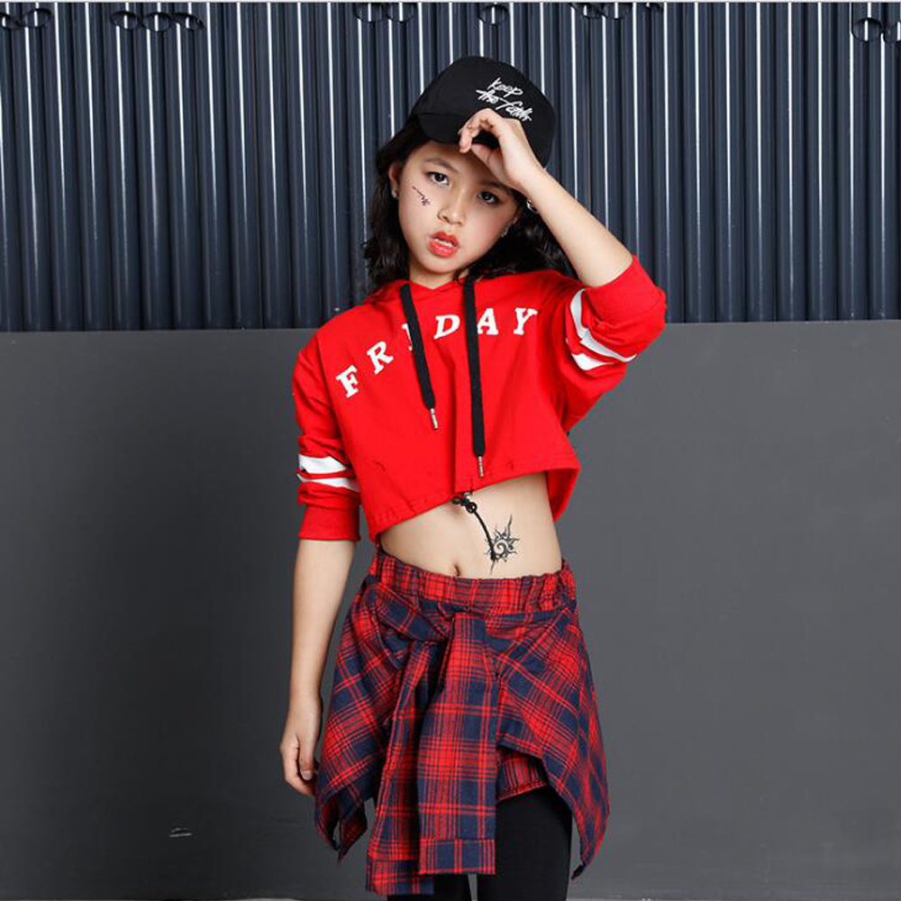 ชุดเต้นเด็กหญิง สไตล์ฮิปฮอปกระโปรงสก็อต