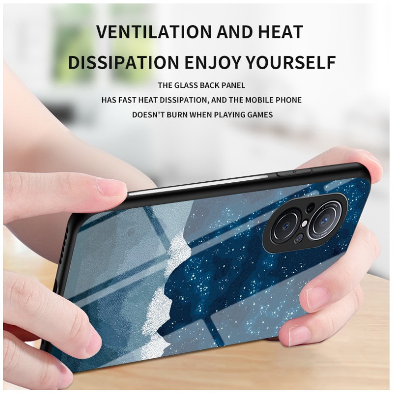 เคส Huawei Nova 9 SE #เคสฝาหลัง Gradient Color Glass + PC + TPU Hybrid Case