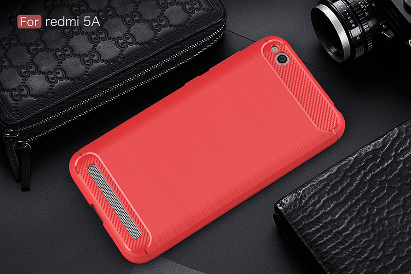 Case Xiaomi Redmi 5A #เคสฝาหลัง TPU นิ่มคาร์บอนไฟเบอร์ผิวแบบขัดแปรง