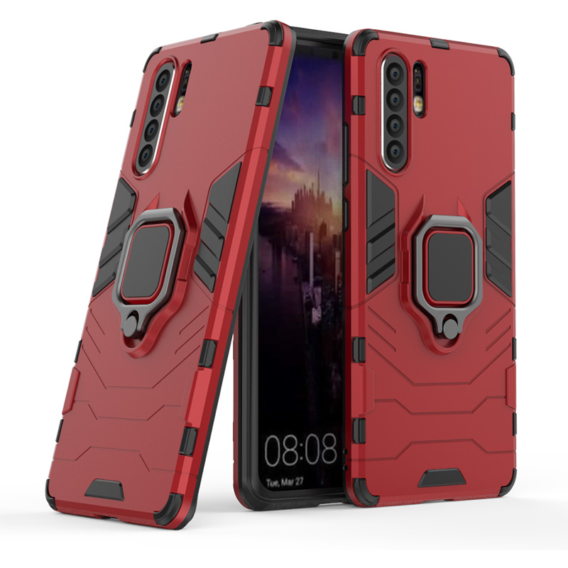 Case Huawei P30 Pro #เคสฝาหลังพลาสติกแข็ง +TPU Hybrid Case มีแหวนสวมนิ้วโลหะ