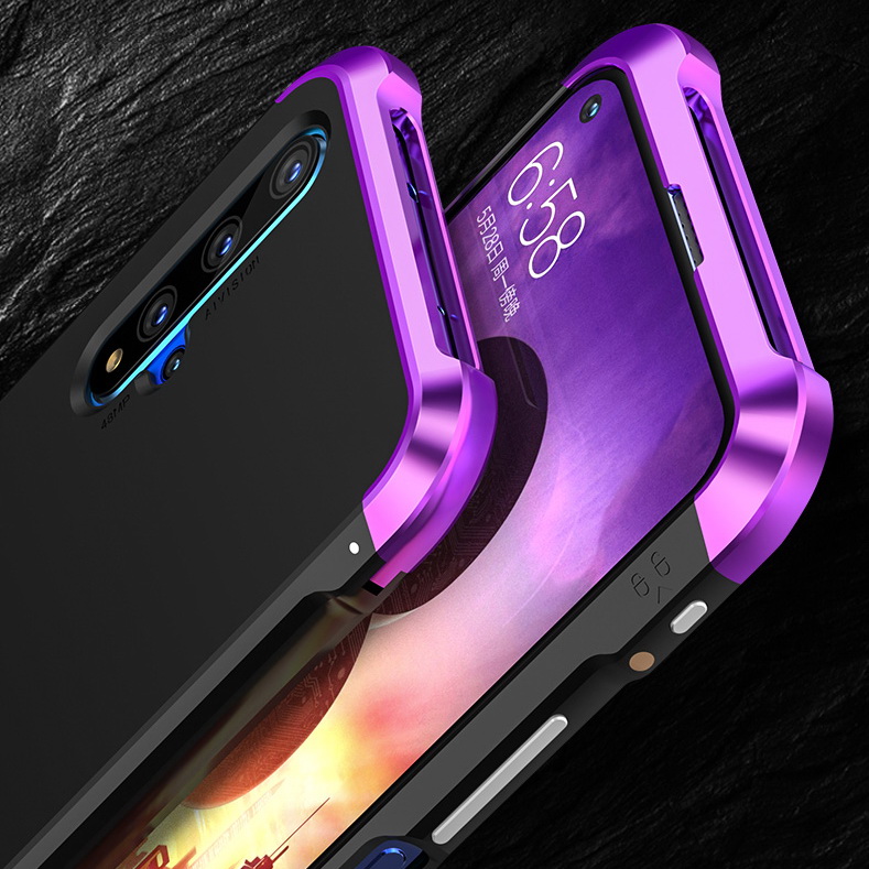 เคส Huawei Nova 5T #เคสฝาหลังกรอบโลหะบนล่างกันกระแทก + ฝาครอบหลังพลาสติก Shockproof Metal Frame + PC Cover Phone Case with Buckle สีน้ำเงิน (พร้อมส่ง)