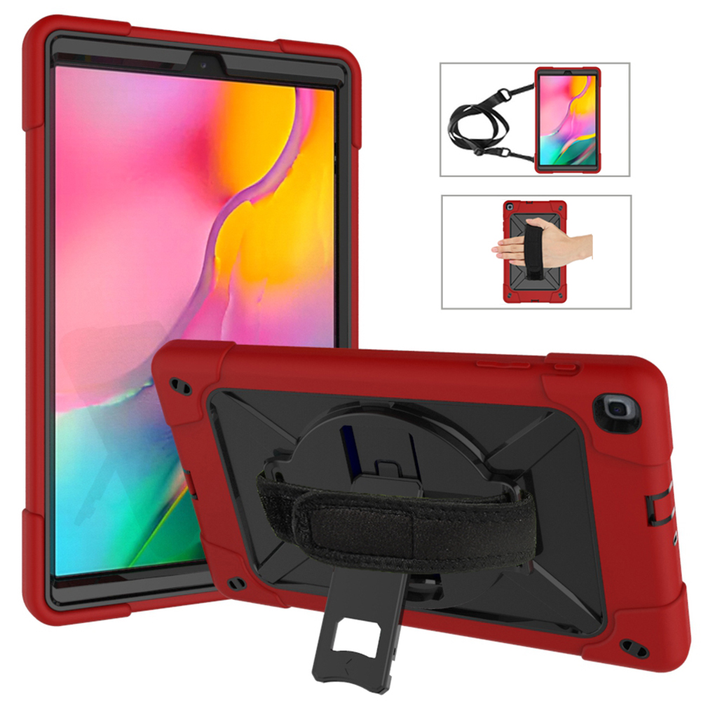 เคส Samsung Galaxy Tab A 10.1 (2019) SM-T510/T515 #เคสฝาหลังกันกระแทก 360 Degree Rotary Kickstand PC + Silicone มีสายคล้องมือ มีสายคล้องไหล่