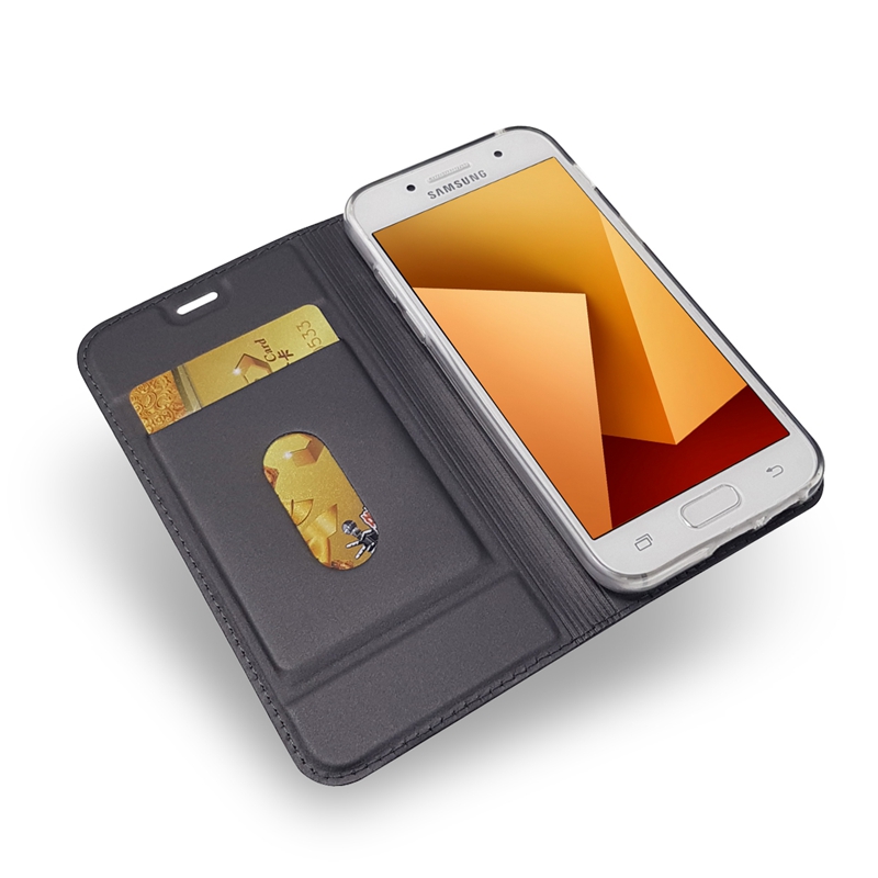Case Samsung Galaxy A7 2017 #เคสฝาพับหนัง PU Magnetic Adsorption Stand Leather Card Holder