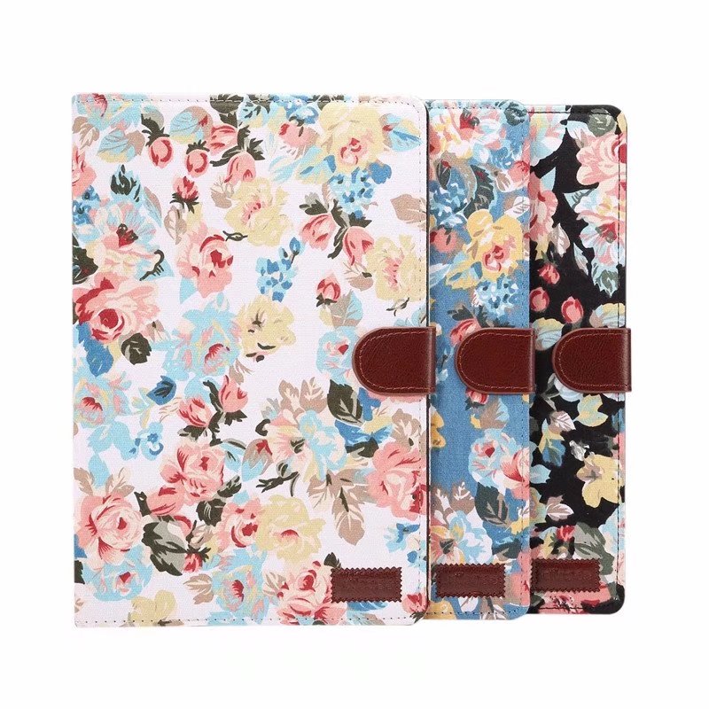 Case Huawei MediaPad M5 Pro 10.8 นิ้ว #เคสฝาพับแบบกระเป๋าสตางค์หนัง PU ผิวผ้าลายดอกไม้ Cloth Texture Leather Auto Wake Up/Sleep