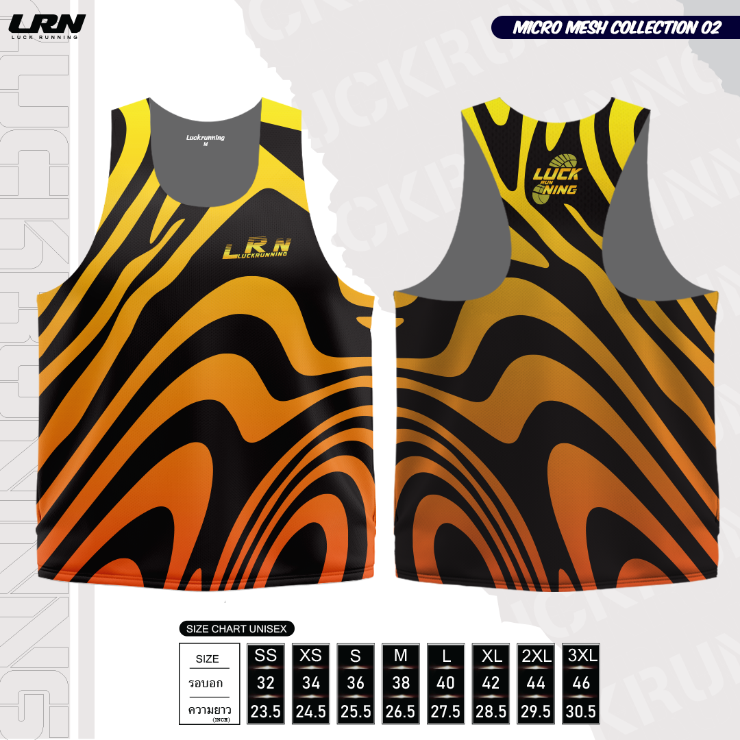 เสื้อวิ่งพิมพ์ลายกล้าม LRN Collection 02 เนื้อผ้า Micro Mesh สำหรับวิ่งมาราธอน (MM12-01)