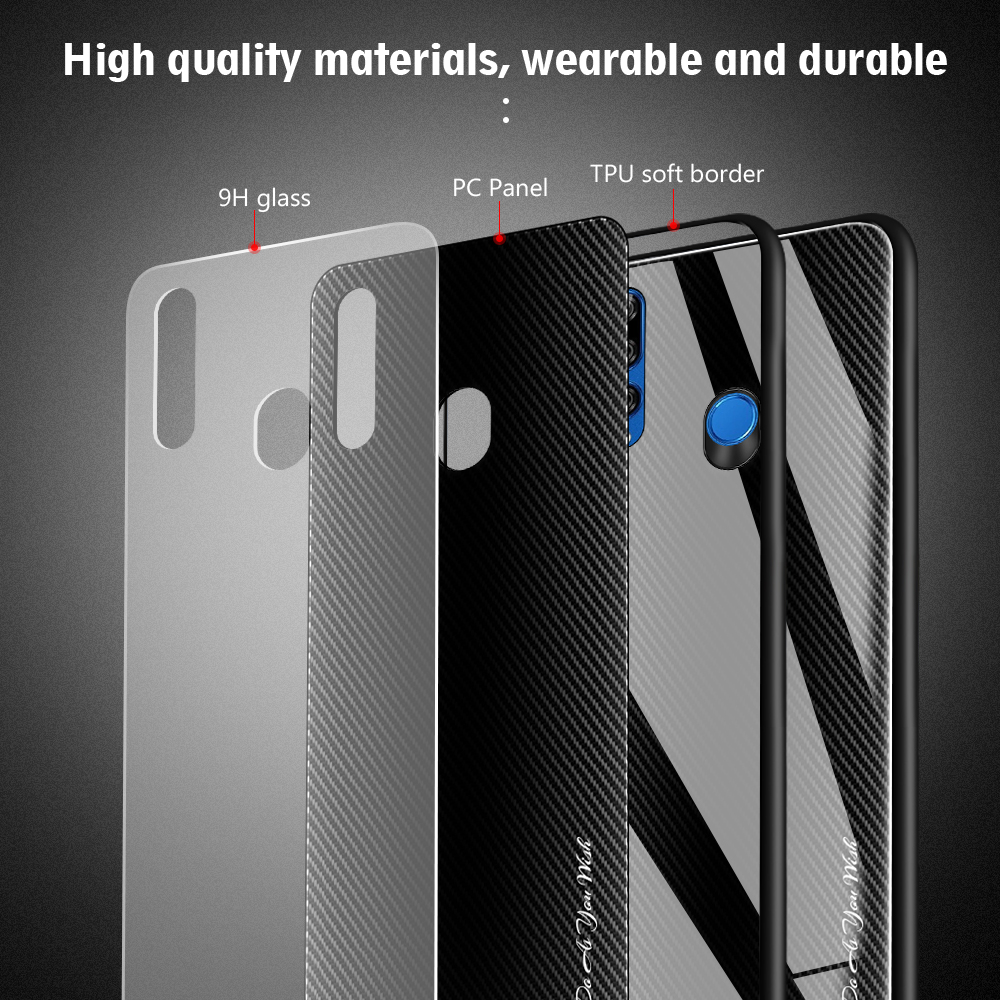 เคส Huawei Y9 Prime 2019 #เคสฝาหลังด้านหลังผิวกระจกนิรภัยไล่ระดับสีขอบนิ่ม Gradient Tempered Glass Back + Soft TPU Edge