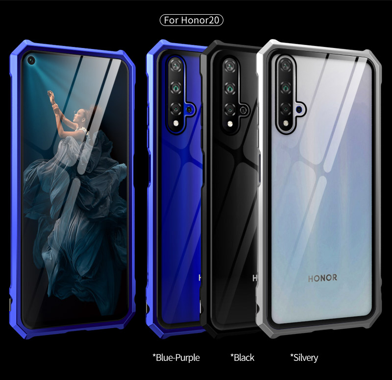 Case Huawei Nova 5T #(พร้อมส่ง)เคสกรอบโลหะแผ่นหลังกระจกนิรภัยแข็ง Metal Frame + Glass Back Hard Cover