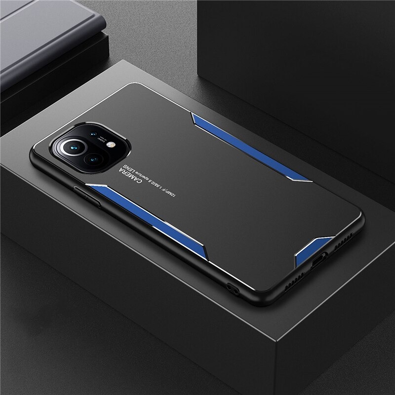 เคส Xiaomi Mi 11 Lite #เคสฝาหลังไฮบริด Metal +TPU Shockproof metal back plate Phone Back Cover
