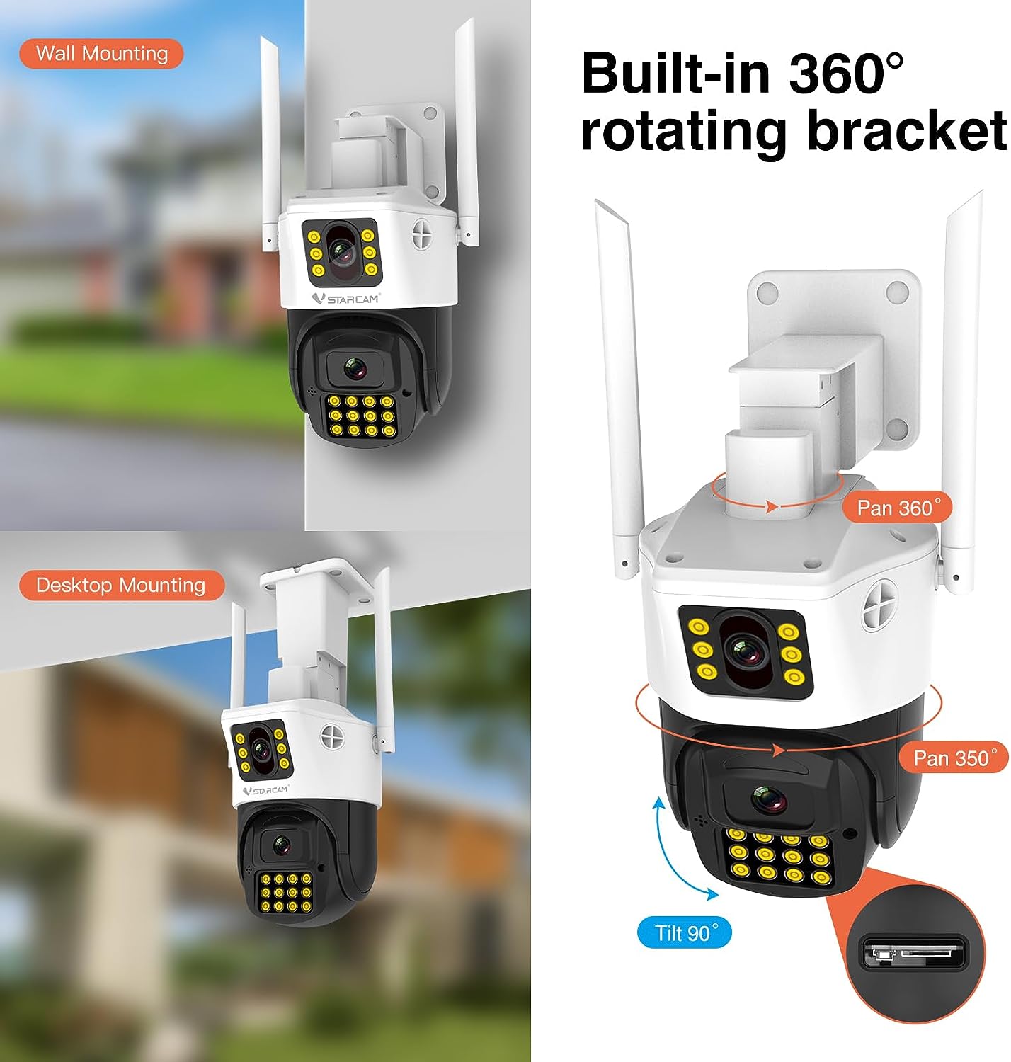 Vstarcam Vstarcam กล้องวงจรปิดกล้องใช้ภายนอกกล้องเลนส์คู่ มีไวไฟในตัว รุ่นCS663DR กันน้ำ/ทนฝุ่น/ทนแดด ใหม่ล่าสุด ขาว