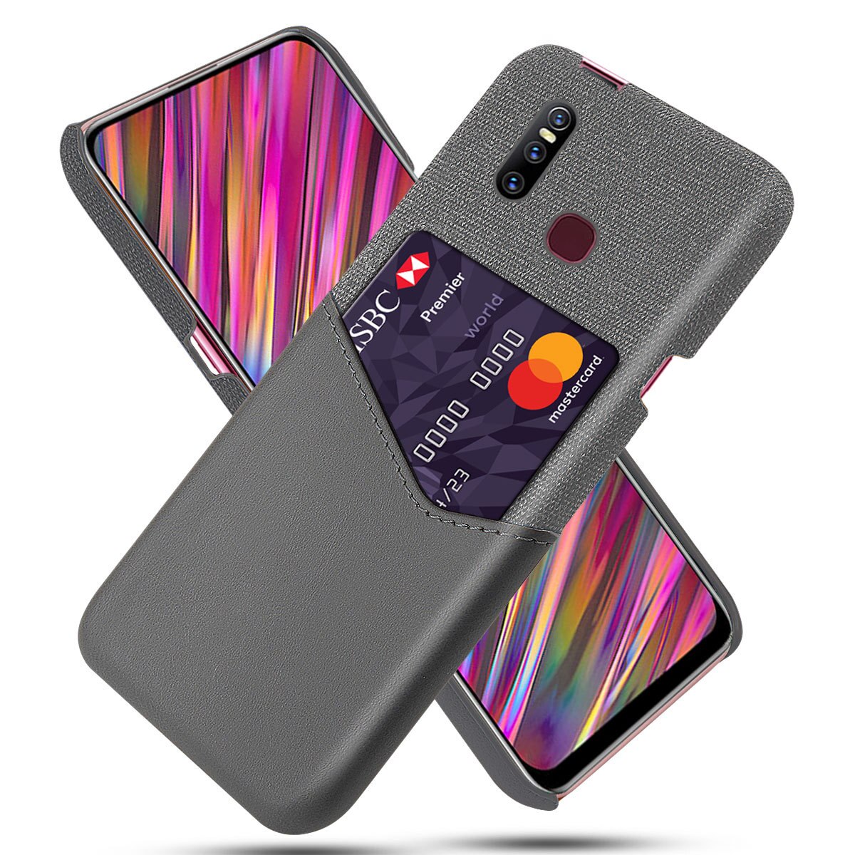 Case Vivo S1 #เคสฝาหลัง Hybrid Protective มีช่องเสียบการ์ด KSQ Card Slot PC + PU Leather + Cloth