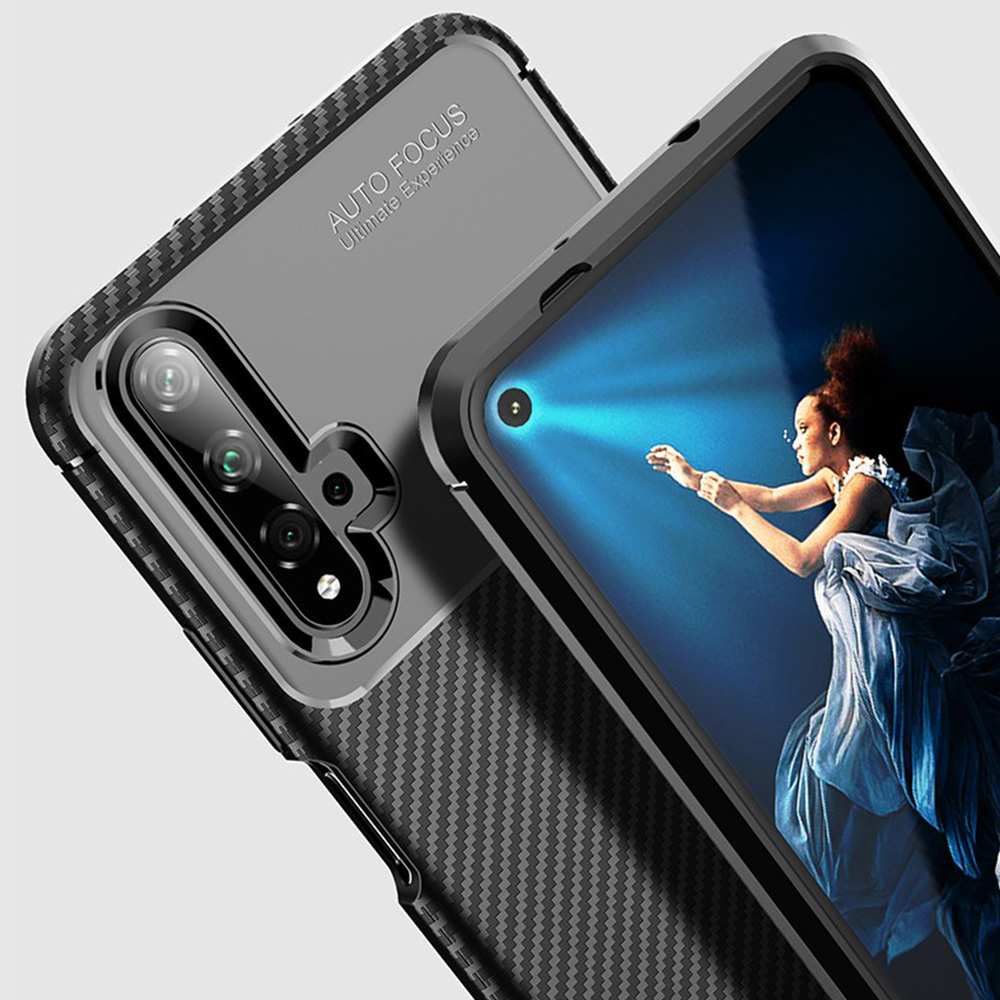 เคส Huawei Nova 5T #เคสฝาหลังนิ่ม Carbon Fiber Anti-drop TPU Protection