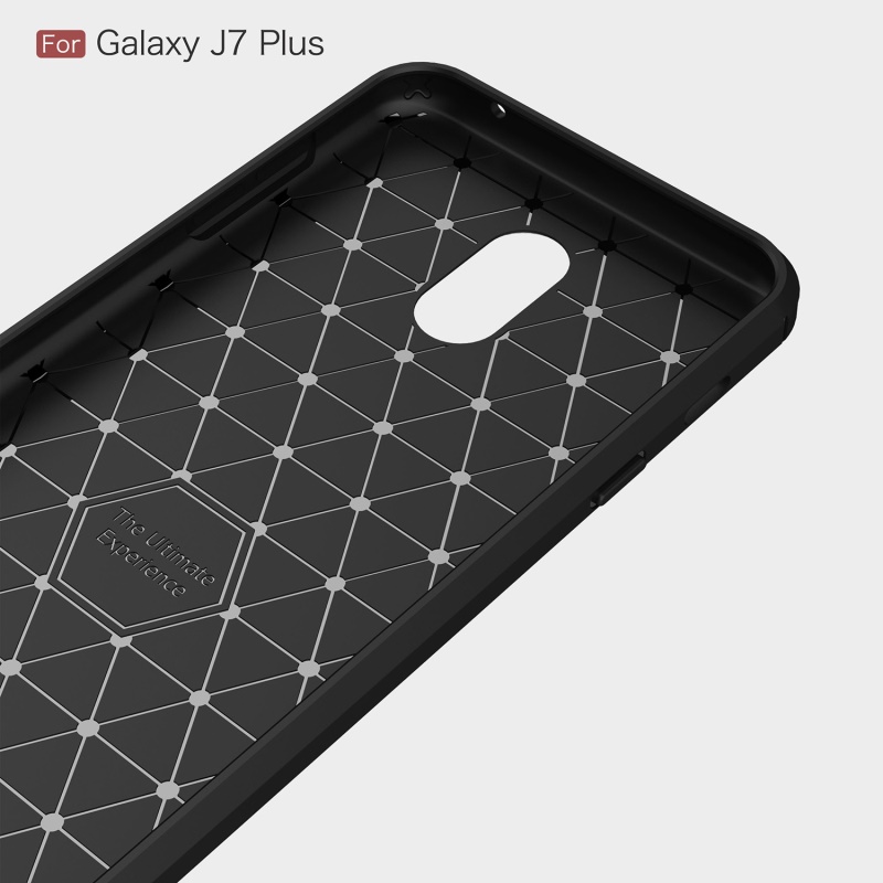 เคส Samsung Galaxy J7 Plus #เคสฝาหลัง Brushed Carbon Fiber TPU สวยงามทันสมัย