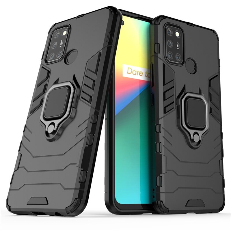 Case realme C17 #เคสฝาหลังพลาสติกแข็ง +TPU Hybrid Case มีแหวนสวมนิ้วโลหะ