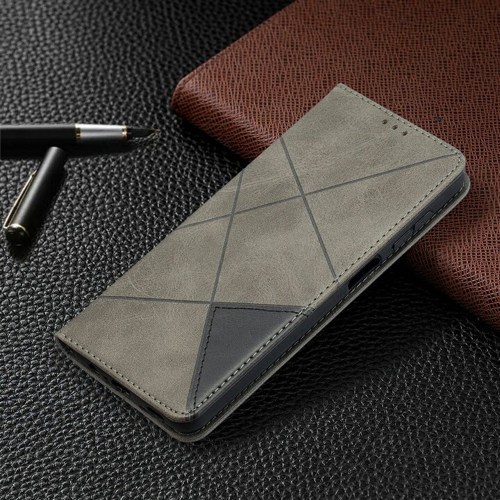 Case OPPO A9 (2020) / A5 (2020) #เคสฝาพับหนัง PU มีช่องเสียบ ID บัตรอื่นๆในตัว Geometric Pattern Leather Card Holder Protective