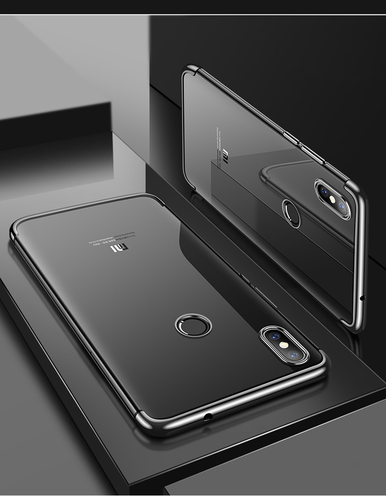 Case Xiaomi Mi 8 (6.21-inch) #เคสฝาหลังใสนิ่มขอบสีชุบเงาเหมือนโลหะคุณภาพดีราคาเบาๆสบายกระเป๋า