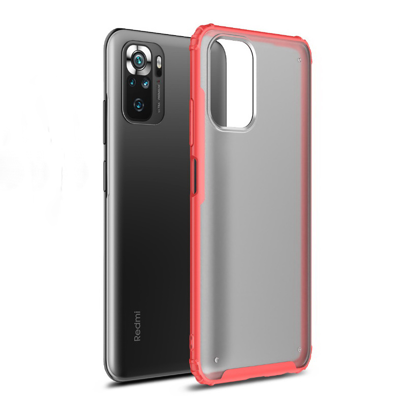 เคส Redmi Note 10S#เคสฝาหลังโปร่งแสงสีขุ่นขอบทึบ +TPU Hybrid Case