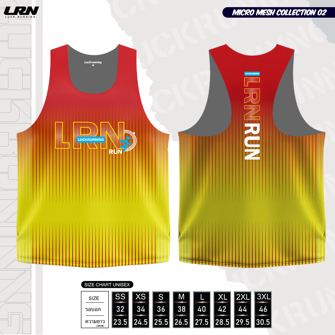 เสื้อวิ่งพิมพ์ลายกล้าม LRN Collection 02 เนื้อผ้า Micro Mesh สำหรับวิ่งมาราธอน (MM11-01)