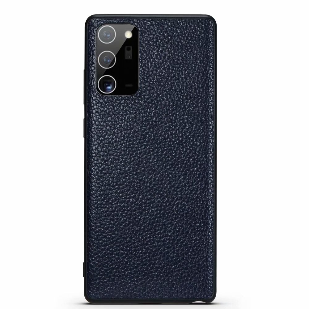 Case Samsung Galaxy Note 20 Ultra / Note 20 Ultra 5G #เคสฝาหลังเคลือบหนังลายผิวลิ้นจี่ Fashion Luxury Lychee pattern Genuine Leather Back Cases Business Phone Casing Matte