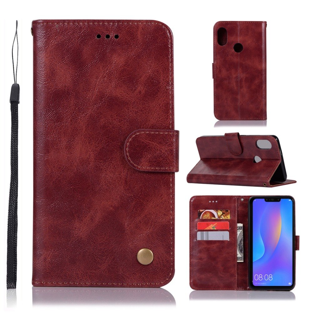 เคส Honor 8X #เคสฝาพับเกรดพรีเมี่ยมแบบกระเป๋าสตางค์ Premium Vintage PU Leather Wallet