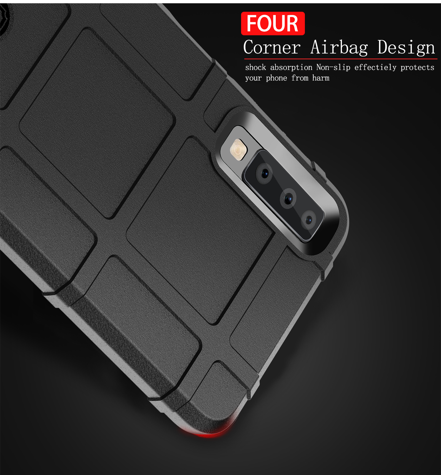 เคส Samsung Galaxy A7 (2018) #เคสฝาหลัง Rugged Shield Series Soft Silicone Shock Absorption Matte กันกระแทก