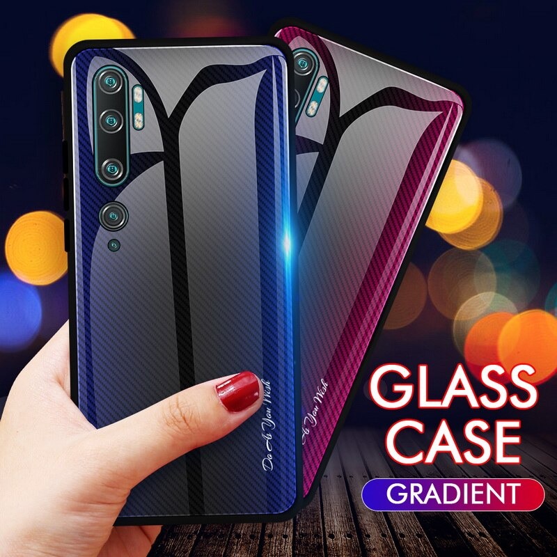 เคส Xiaomi Mi Note 10 Pro #เคสด้านหลังผิวกระจกนิรภัยไล่ระดับสีขอบนิ่ม Gradient Tempered Glass Back + Soft TPU Edge