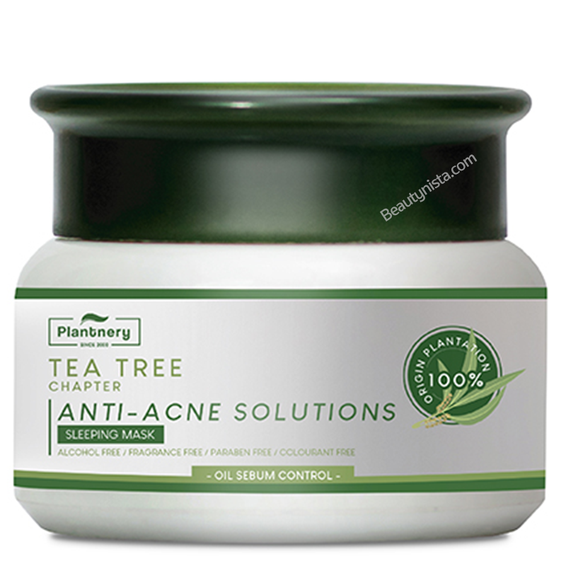 Plantnery Tea Tree Sleeping Mask 50g. สลีปปิ้งมาส์ก ฆ่าเชื้อแบคทีเรียสาเหตุของการเกิดสิวปรับความมันบนใบหน้า