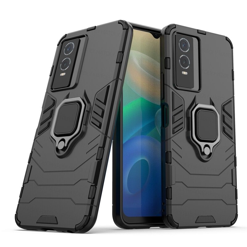 Case Vivo Y76 5G #เคสฝาหลังพลาสติกแข็ง +TPU Hybrid Case มีแหวนสวมนิ้วโลหะ
