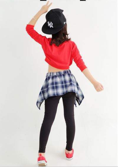 ชุดเต้นเด็กหญิงสุดเท่ห์ สไตล์ HipHop ลายสก๊อต