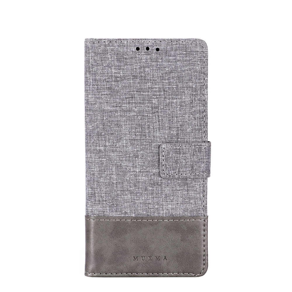 เคส Samsung Galaxy S22+ 5G #เคสแบบฝาพับ MUXMA หนัง PU ออกแบบสีทูโทนตัดลายผ้า Canvas Splicing