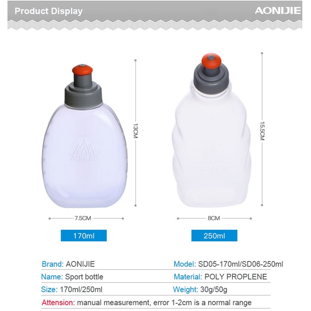 ขวดน้ำวิ่ง Aonijie 170ml/250ml ขวดน้ำพลาสติก ขวดน้ำพกพา ใส่กระเป๋าคาดเอว คุณภาพดี สินค้า (L01)