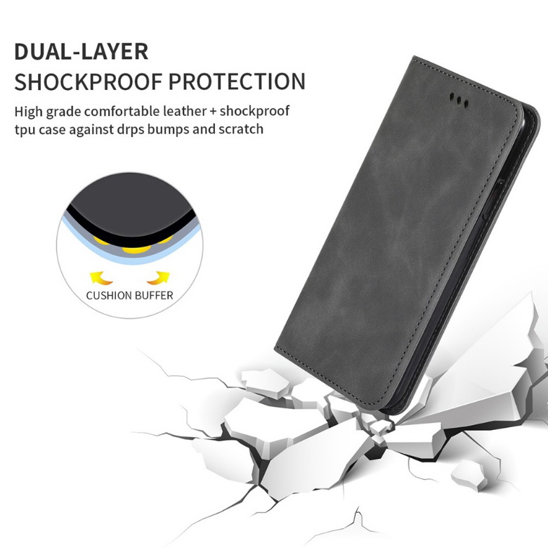 เคส Redmi Note 9T 5G #เคสฝาพับแบบกระเป๋าสตางค์ Luxury Business PU Leather Casing Magnetic Flip Cover Card Holder Wallet Case