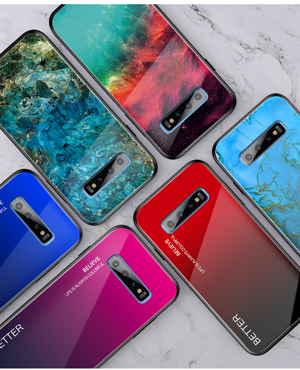 Case Samsung Galaxy S10 #เคสฝาหลัง Hybrid ไล่ระดับสี กระจกนิรภัย + PC + TPU