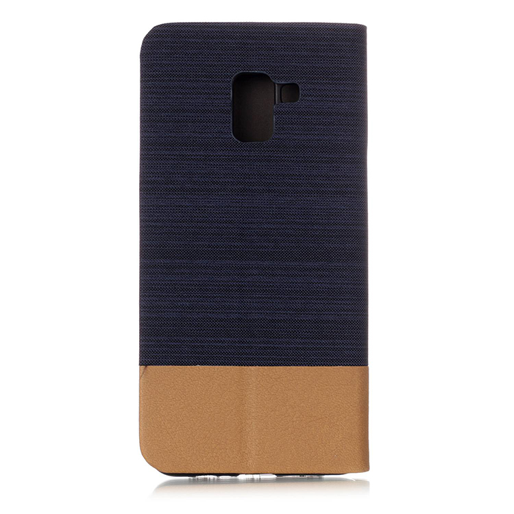 เคส Samsung Galaxy A8+(2018) #เคสฝาพับหนัง PU Canvas Leather Coated PC Case #เคสคุณภาพดีราคาถูก