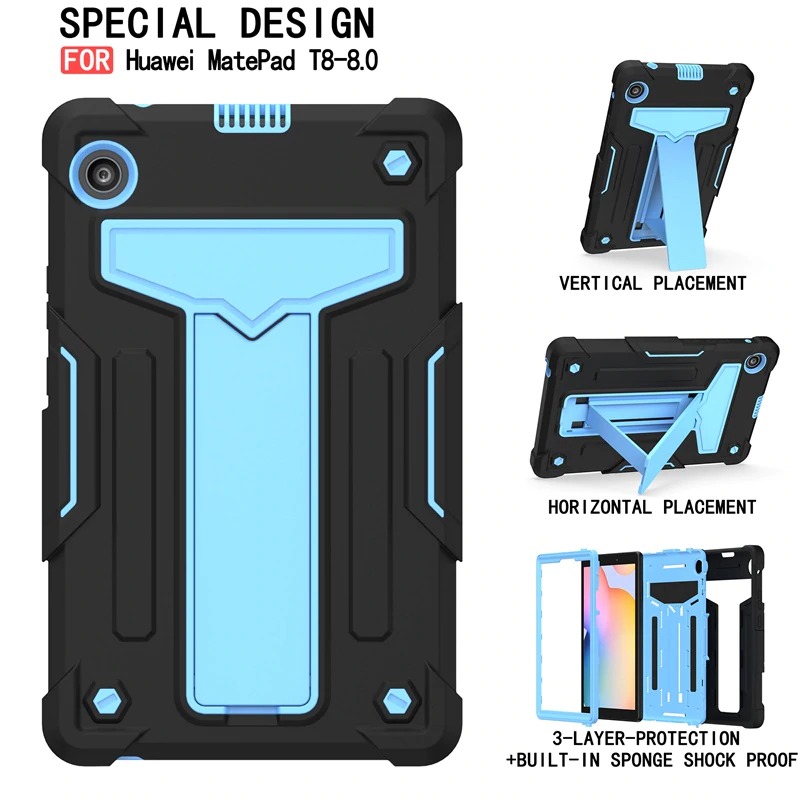 Case Huawei MatePad T8 8 นิ้ว #เคสฝาหลังกันกระแทกมีขาตั้ง Kickstand PC Silicone Armour Defender
