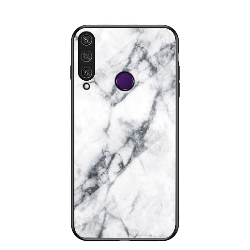เคส Huawei Y7p #เคสฝาหลัง Gradient Color ลายหินอ่อน Glass + PC + TPU Hybrid Case