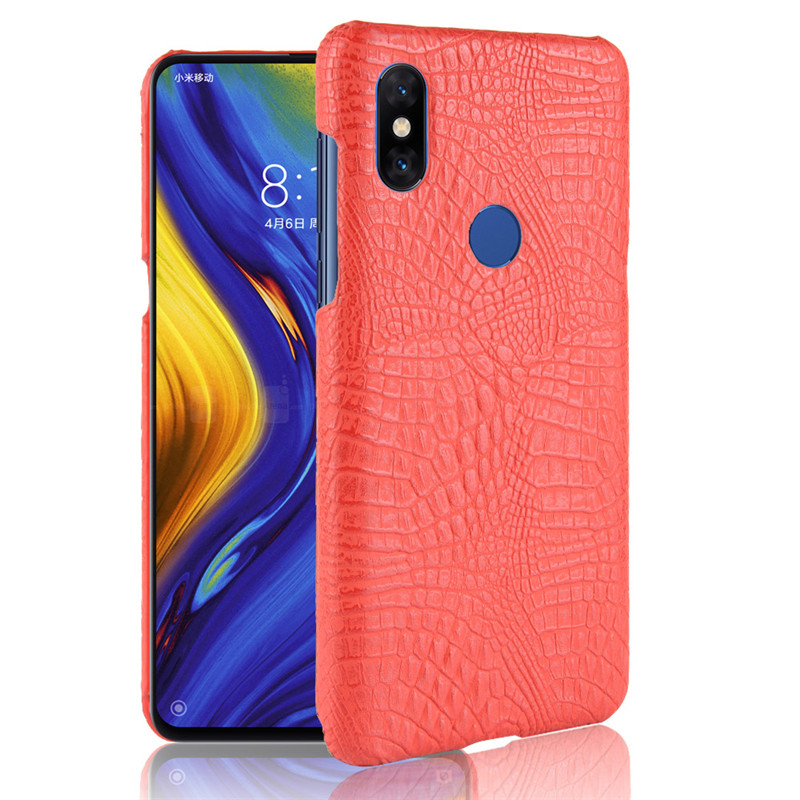Case Xiaomi Mi Mix 3 #เคสฝาหลังพลาสติกแข็งเคลือบหนัง PU ลายผิวหนังจระเข้