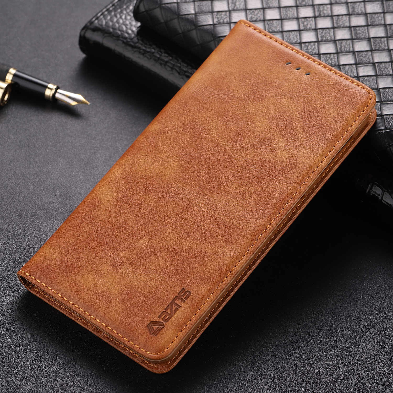 Case Samsung Galaxy A10 #เคสฝาพับ AZNS หนัง PU สไตล์ Retro