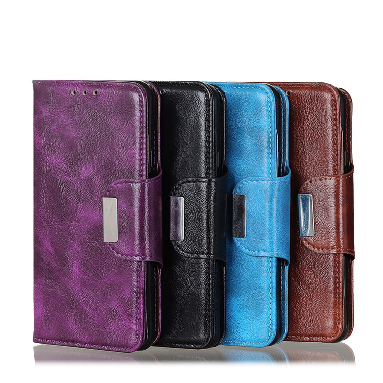 Case Samsung Galaxy Note 10 Lite #เคสแบบฝาพับหนัง PU ผิวหนังม้ามีช่องเสียบการ์ด 6 ช่อง Crazy Horse 6 Card Slots Leather