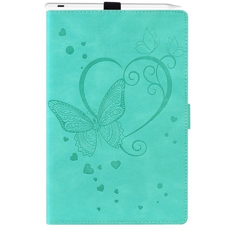 เคส Samsung Galaxy Tab A 8.0 (2019) T290 T295 #เคสฝาพับหนัง PU ลายผีเสื้อมีช่องใส่บัตร Embossed Love Butterflies Flip Leather Case
