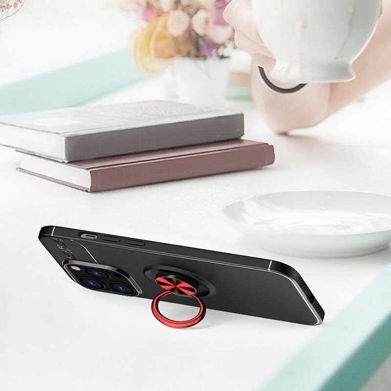 Case iPhone 13 Pro #เคสฝาหลัง TPU Finger Ring Kickstand (แผ่นโลหะแบบ Built-in)