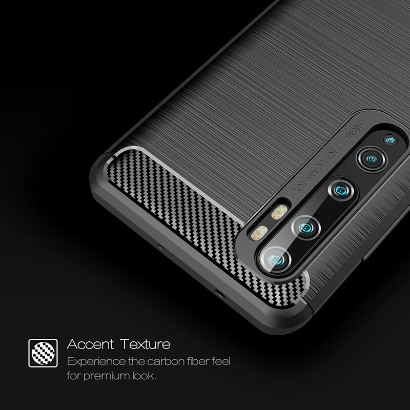 Case Xiaomi Mi Note 10 Pro #เคสฝาหลังตกแต่งคาร์บอนไฟเบอร์ ผิวขัดแปรง Brushered TPU Back Case