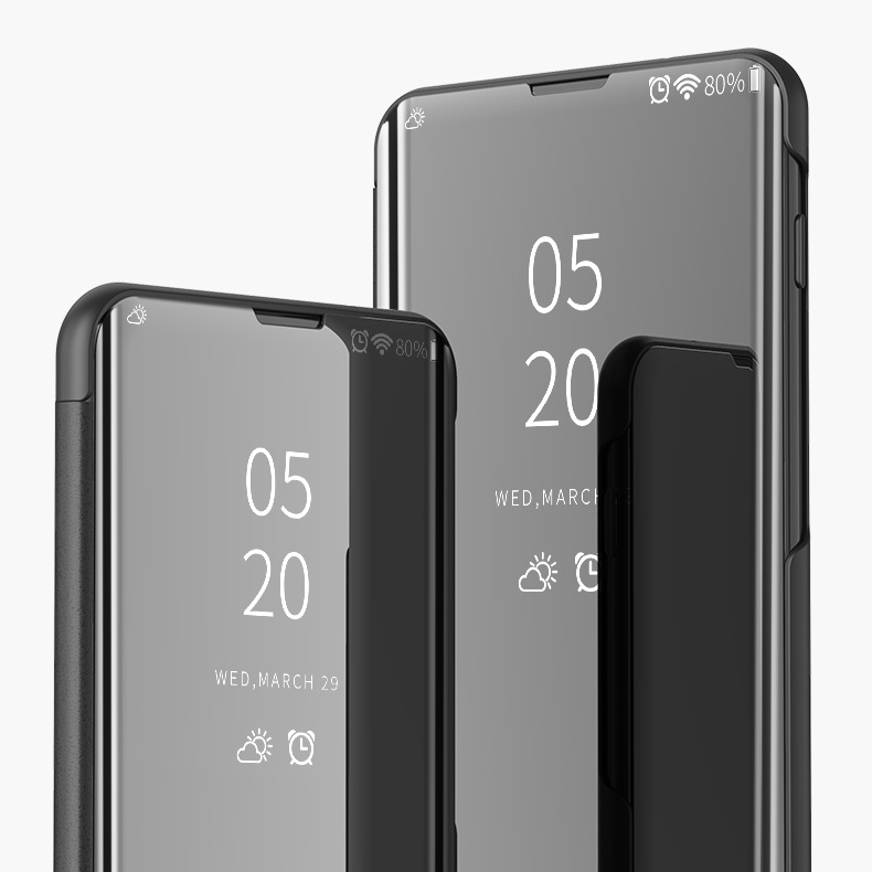 เคส OPPO F5 #เคสฝาพับปกโปร่งแสงผิวเงา Electroplating Mirror Surface Window View