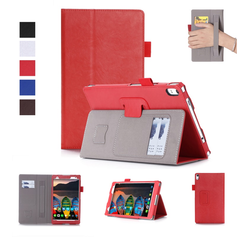 เคส Lenovo Tab 4 8 Plus #เคสฝาพับ Folio Leather Stand Case พับตั้งได้มีช่องใส่การ์ดสวยงามทันสมัย