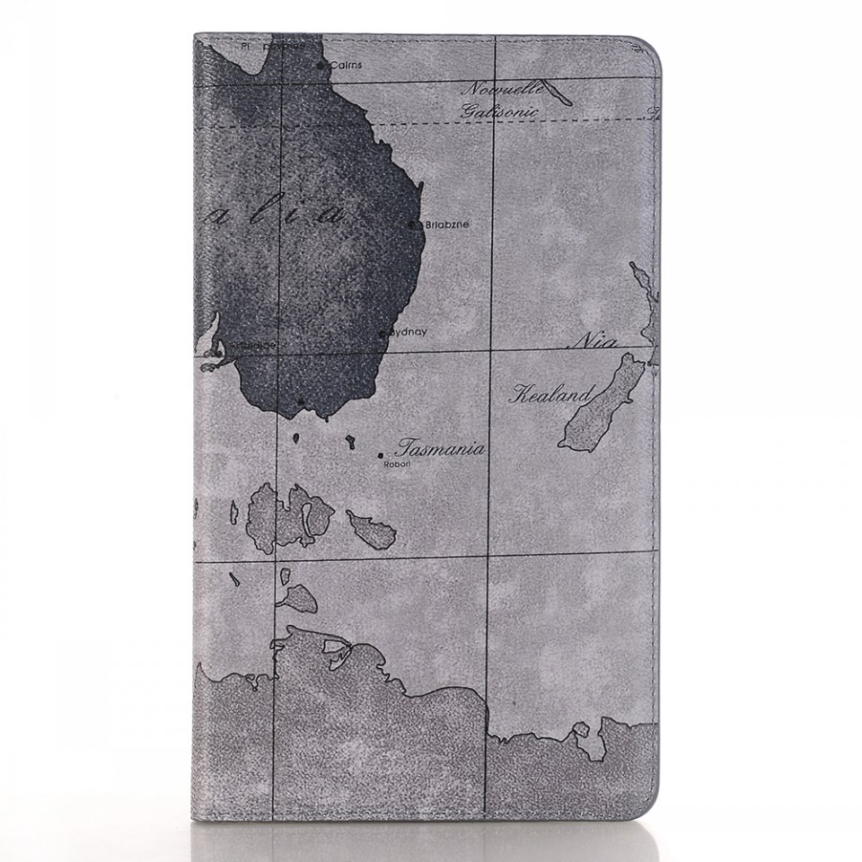 Case Huawei MediaPad M3 8.4นิ้ว #เคสฝาพับหนัง PU พิมพ์รูปแบบแผนที่ Map Pattern Stand Wallet Leather