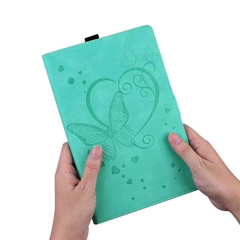 เคส Samsung Galaxy Tab A 8.0 (2019) T290 T295 #เคสฝาพับหนัง PU ลายผีเสื้อมีช่องใส่บัตร Embossed Love Butterflies Flip Leather Case