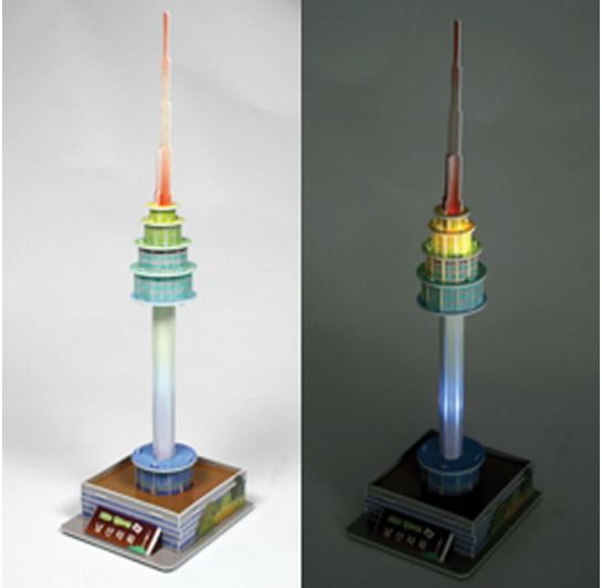 3D จิ๊กซอว์เกาหลี หอคอยกรุงโซลมีไฟ LED 3D Jigsaw 한국 퍼즐 LED 조명이 있는 3D Jigsaw Seoul Tower with LED