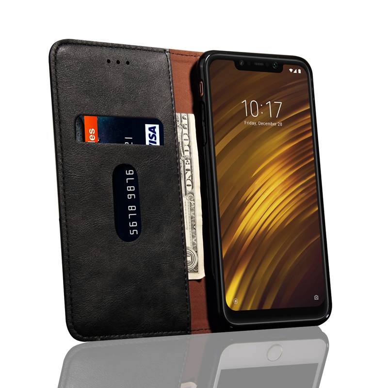 เคส Xiaomi Pocophone F1 #เคสฝาพับหนัง PU Crazy Horse Texture Retro Leather Auto-absorbed Wallet คุณภาพดี