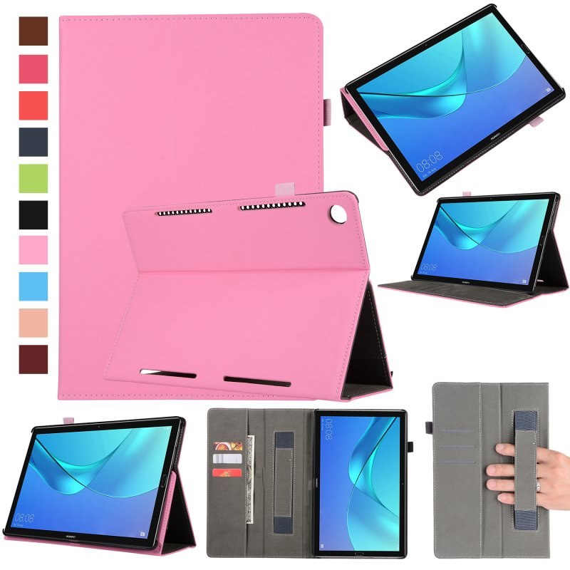Case Huawei MediaPad M5 Pro 10.8 นิ้ว #เคสฝาพับหนัง PU มีที่สวมนิ้ว Wallet Stand Leather Cover Shell with Elastic Band
